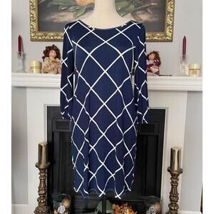 Loila Women’s Navy Blue Polyester Casual Dress Medium (No Belt)